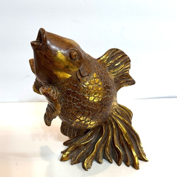 MCM-Style Gold Koi Feng Shui Fish Statue Figurine - Picture 7 of 7